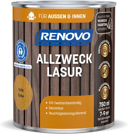 RENOVO Allzwecklasur, wb 750ml eiche 1410 - braun