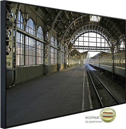 papermoon Infrarotheizung »EcoHeat - Leerer Bahnhof «, Matt-Effekt - bunt