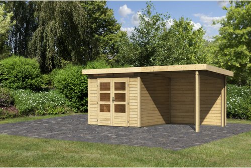 KARIBU Gartenhaus »ASKOLA 2«, Holz, BxHxT: 445 x 222 x 244 cm (Außenmaße inkl. Dachüberstand) - braun