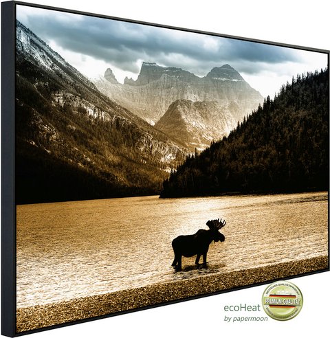 Thumbnail - papermoon Infrarotheizung »EcoHeat - Elch im Waterton See«, Matt-Effekt - bunt