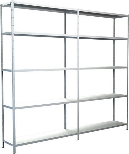 SCHULTE REGALWELT Grundregal mit Anbauregal, HxBxT 200 x 220 x 50 cm, 425 kg Traglast (max.), 10 Böden - weiss