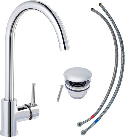 SCHÖNER WOHNEN KOLLEKTION Waschtischarmatur »Cantis«, BxHxL: 23 x 36,3 x 12,5 cm, Metall, chrom - silberfarben