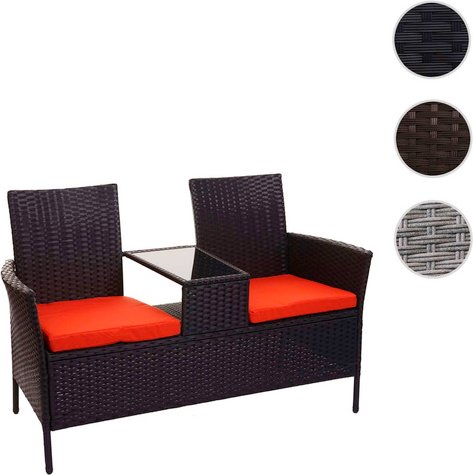 MVG Loungeset »MVG-E24«, Stahl/Glas/Kunststoff, 2-Sitzer, BxHxT: 132 x 84 x 55 cm - schwarz