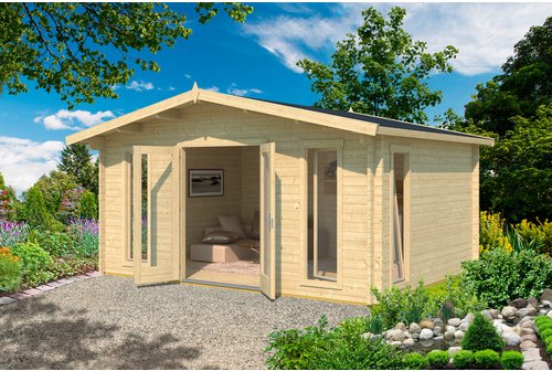 LASITA MAJA Blockbohlenhaus »Elgin«, BxHxT: 528 x 267,9 x 430 cm (Außenmaß inkl. Dachüberstand), naturbelassen - braun