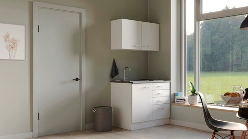 Flex-Well Miniküche »Lucca«, mit E-Geräten, Gesamtbreite: 100 cm, Arbeitsplatte mit Melaminharz-Beschichtung - weiss