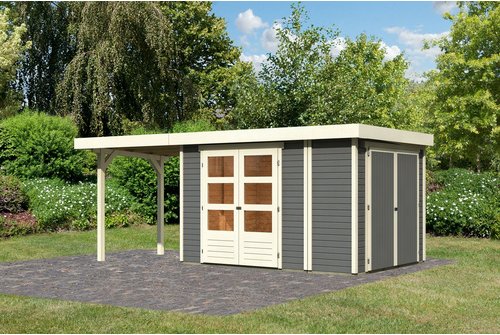 KARIBU Gartenhaus »Haby B«, Außenmaß (BxHxT): 539 x 211 x 246 cm, terragrau/anthrazit