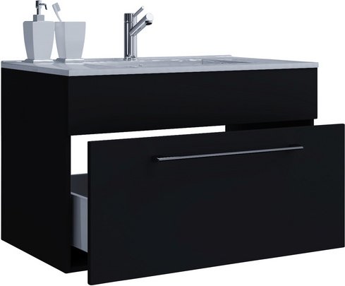 VCM Waschtisch-Set, Breite Waschtisch: 60 cm - schwarz