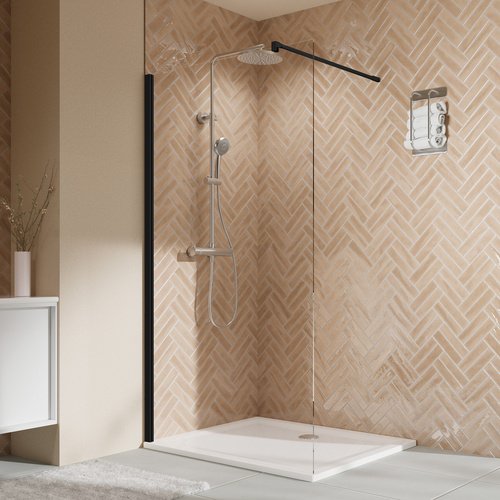 BREUER Duschwand »Elana 2.0«, schwarz matt Klarglas inkl. CER