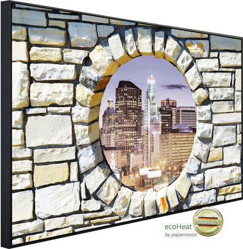 papermoon Infrarotheizung »EcoHeat - Stadt hinter Mauer«, Matt-Effekt - bunt