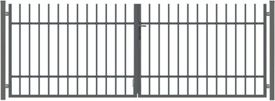 POLBRAM STEEL GROUP SP. Z O.O. SP.K. Doppeltor »Matt 100«, BxH: 300 x 100 cm, inkl. Pfosten, anthrazit, verzinkt - grau