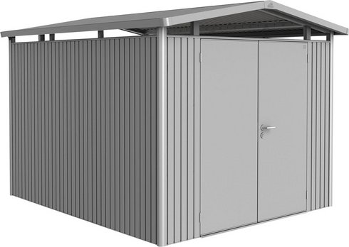 Thumbnail - BIOHORT Gerätehaus »Panorama«, Stahl, BxHxT: 257 x 227 x 297 cm (Außenmaße inkl. Dachüberstand) - silberfarben