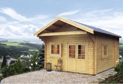 WOLFF FINNHAUS Gartenhaus »Göteborg«, Holz, BxHxT: 464 x 293 x 691 cm (Außenmaße inkl. Dachüberstand) - beige