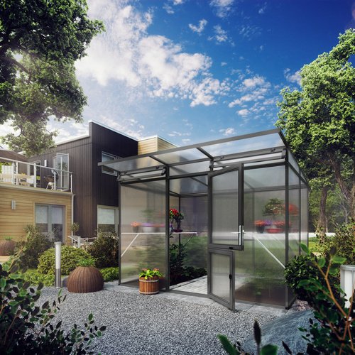 KGT Gewächshaus »Linea«, 6,45 m², Kunststoff/Aluminium, winterfest - grau