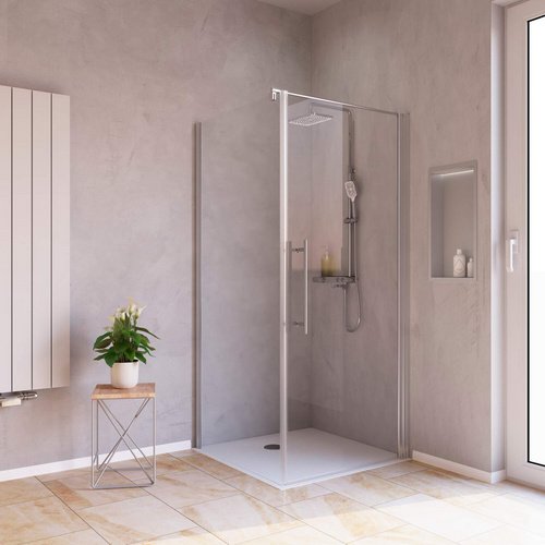 WELLWATER Drehtür mit Seitenwand »Sirius«, Drehtür, BxH: 90 x 190 cm - silberfarben