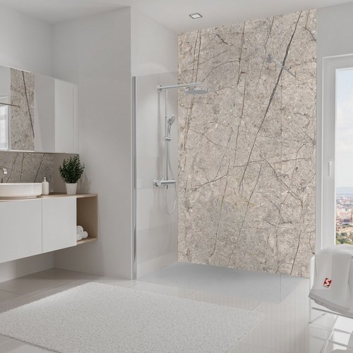 SCHULTE Duschrückwand »DecoDesign«, BxH: 150 x 255 cm, Aluminium/Polyethylen - grau | beige