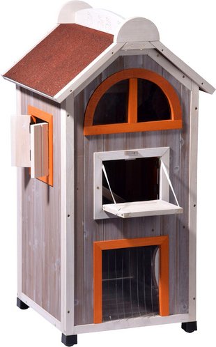 Thumbnail - DOBAR Katzenhaus »Fancy Cat«, für Katzen, hemlockholz/Bitumen, grau