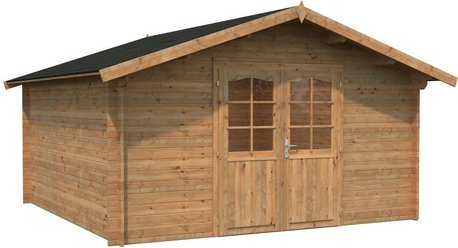 PALMAKO Blockbohlenhaus »Lotta«, Holz, BxHxT: 422 x 245 x 380 cm (Außenmaße inkl. Dachüberstand) - braun