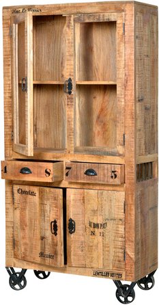 SIT Vitrine »RUSTIC«, Mangoholz/Metall, 4-türig - braun
