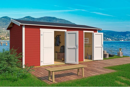 LASITA MAJA Gartenhaus »Tuvalu XL«, Holz, BxHxT: 540 x 250,8 x 331,2 cm (Außenmaße inkl. Dachüberstand) - rot
