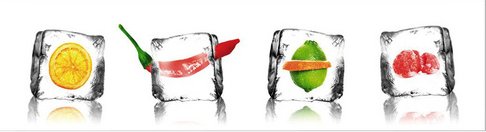 mySPOTTI Küchenrückwand »Eisfrüchte«, Aluverbund, Früchte/Eiswürfel