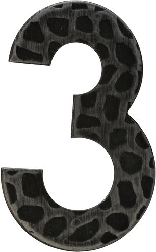 ALPERTEC Hausnummer, 3, Schwarz, Eisen, 11,7 x 17 x 1,8 cm