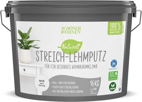 SCHÖNER WOHNEN FARBE Putz »Naturell Streich-Lehmputz«, weiß, 8,0Kg - weiss