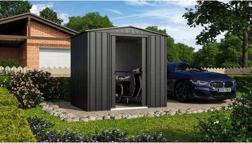 Globel Gerätehaus »Tower«, Metall, BxHxT: 245 x 220 x 185 cm (Außenmaße inkl. Dachüberstand) - grau