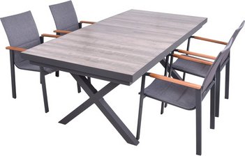 GARDEN PLEASURE Gartenmöbelset »RANA«, 4 Sitzplätze, max. Belastung: 110 kg - grau