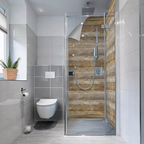 mySPOTTI Duschrückwand-Panel, fresh, Stadtpanorama, 255x100 cm - braun