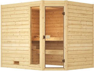 WEKA Massivholzsauna »VALIDA ECK 3«, Personen, inkl. 9 kW Ofen mit externer Steuerung - braun