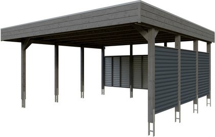 SKANHOLZ Doppelcarport »Friesland Set 13«, 557 x 555 cm (BxT), mit Rück- und Seitenwand, schiefergrau