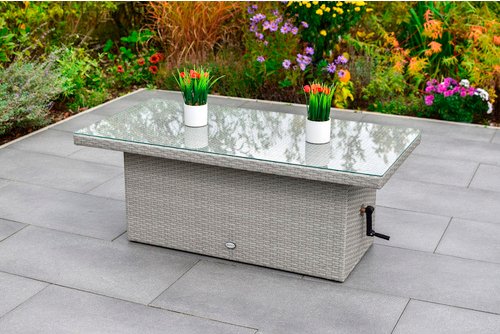 Thumbnail - MERXX Gartentisch »Chicago«, BxT: 60 x 120 cm, höhenverstellbar, Stahl/Kunststoffgeflecht - grau