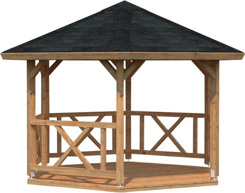 PALMAKO Pavillon »Betty 1«, Spitzdach, sechseckig, BxHxT: 423 x 313 x 423 cm - braun