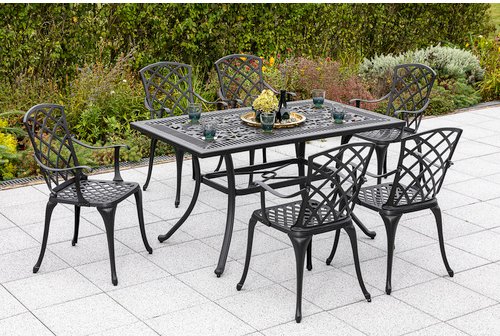 Thumbnail - MERXX Gartenmöbelset »Rhodos«, 6 Sitzplätze, Aluminium - grau