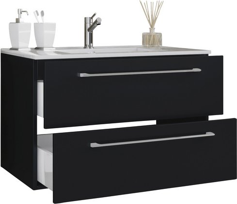 VCM Waschtisch-Set, Breite Waschtisch: 60 cm - schwarz