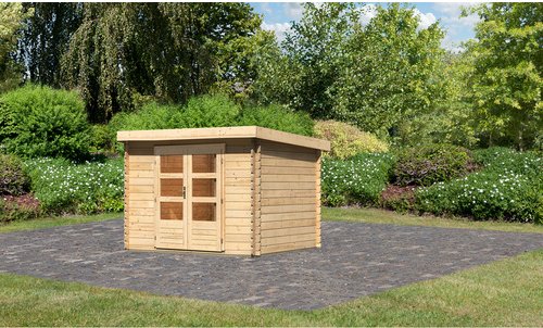 KARIBU Gartenhaus »Nieby 3«, Außenmaß (BxHxT): 297 x 225 x 237 cm, naturbelassen - braun