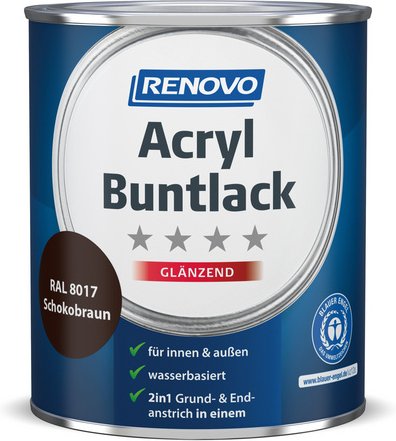 RENOVO Acryl-Buntlack, glänzend, schokobraun RAL 8017, 0,75l