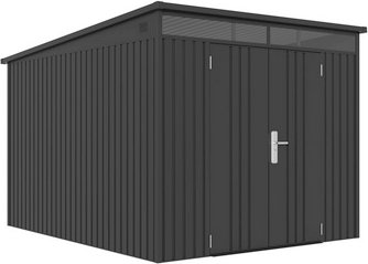 Mr. GARDENER Gerätehaus, Metall, BxHxT: 240 x 201 x 306 cm (Außenmaße inkl. Dachüberstand) - schwarz