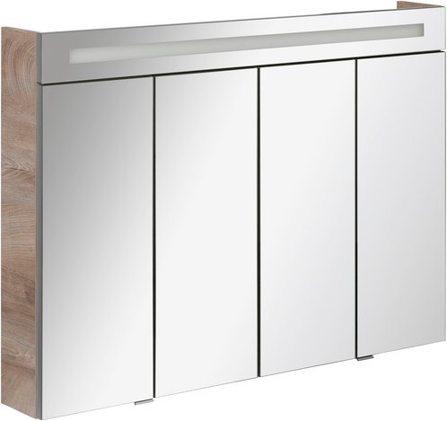 FACKELMANN Spiegelschrank »STANFORD«, BxHxT: 110 x 78,4 x 16,2 cm, 6000 K, neutralweiß, 10W - grau