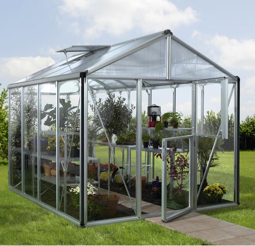 VITAVIA Gewächshaus »Zeus«, 8,1 m², Aluminium/Glas, winterfest - silberfarben