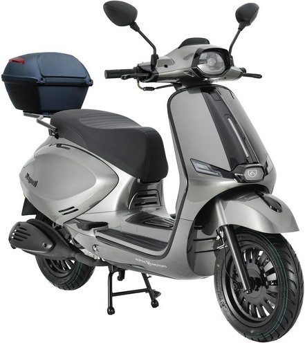 ALPHA MOTORS Motorroller »Napoli«, 50 ccm, 45 km/h, EURO 5, inkl. Topcase - silberfarben | schwarz