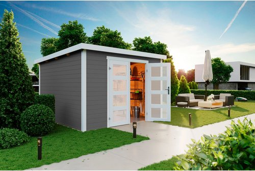 Thumbnail - LASITA MAJA Gartenhaus »Zambezi 6«, Holz, BxHxT: 320 x 210,9 x 274,7 cm (Außenmaße inkl. Dachüberstand) - grau