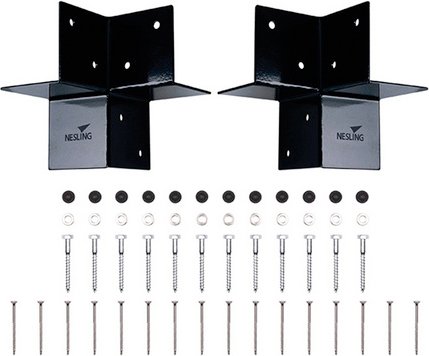 NESLING Eckelement »Pergola-Bausatz«, für Holzpfosten, 2er-Set, Stahl, inkl. Schrauben - grau