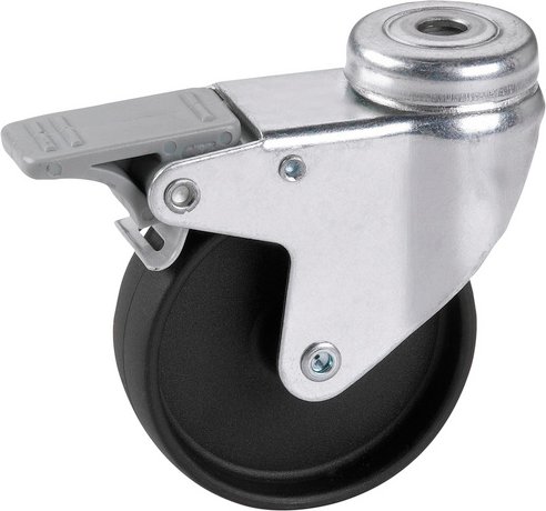 DÖRNER+HELMER Lenkrolle, Kunststoff, schwarz, mit Rückenloch und Totalfeststeller