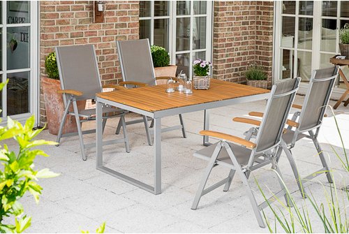 MERXX Gartenmöbelset »Naxos«, 4 Sitzplätze, Aluminium - grau