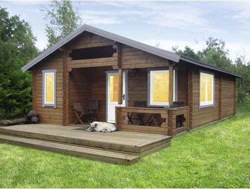 WOLFF FINNHAUS Gartenhaus »Spessart«, Holz, BxHxT: 637 x 317 x 839 cm (Außenmaße inkl. Dachüberstand) - beige