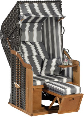 Thumbnail - SUNNY SMART Strandkorb »Rustikal«, BxHxT: 95 x 160 x 90 cm, Halblieger, anthrazitfarben/natur - grau