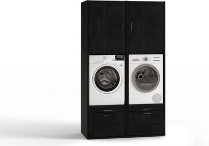 Waschturm Waschmaschinenschrank, BxHxT: 134 x 233 x 65,4 cm - weiss