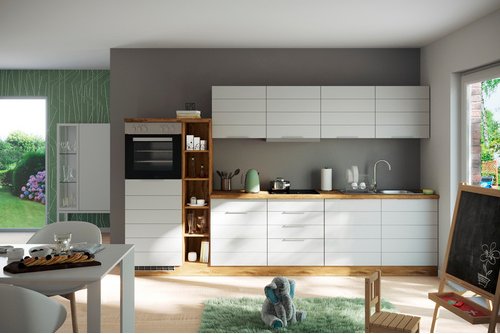 HELD MÖBEL Küchenzeile »Faro«, Gesamtbreite: 330 cm, Arbeitsplatte mit Melaminharz-Beschichtung - weiss