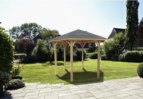 WOLFF Holzpavillon »Kreta 6«, Sechseckdach, sechseckig, BxT: 366 x 257 cm - beige